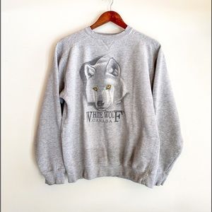 Vintage heather grey Canada wolf unisex crewneck